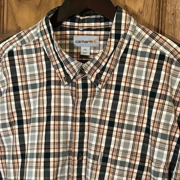 Carhartt Relaxed Men's 2XL Shirt Multicolor Chambray Plaid LS Pocket Button Down - Picture 1 of 12
